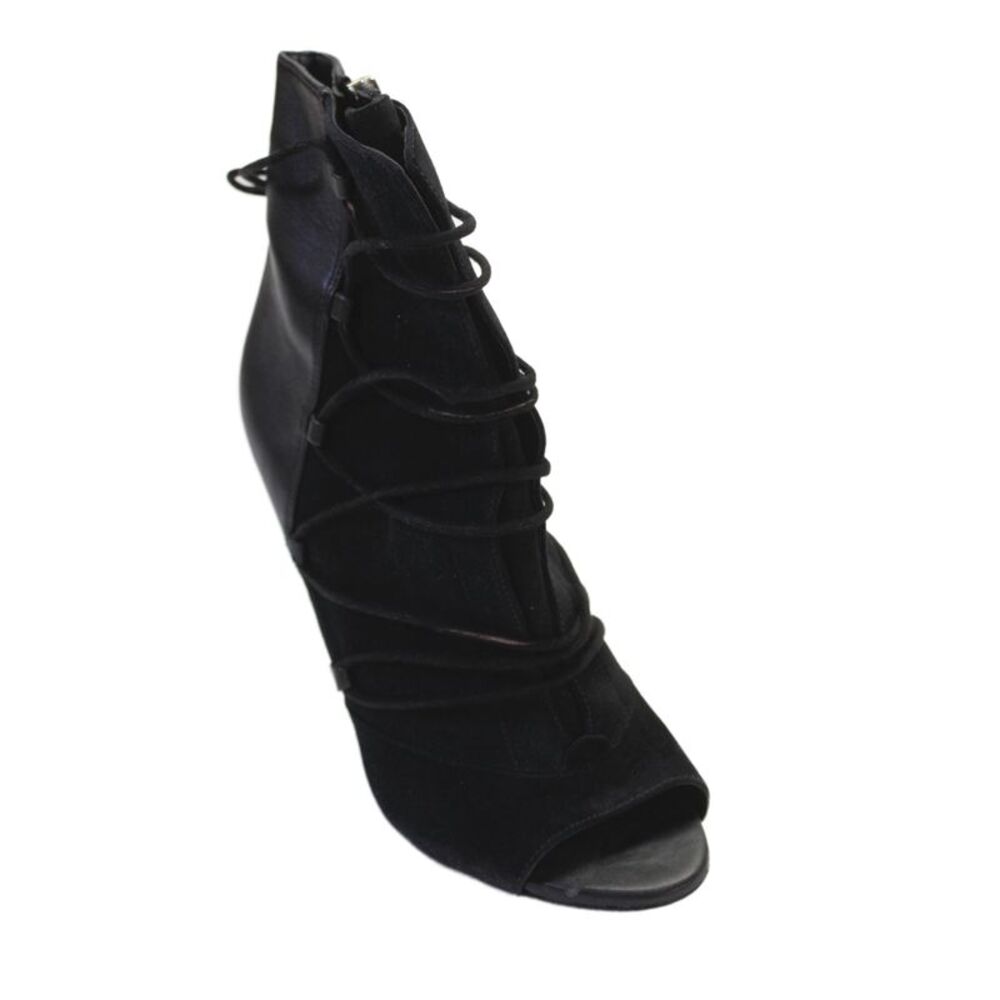 Sam Edelman Womens Suede Lace-Up Stiletto Heeled Boots Black Size 7